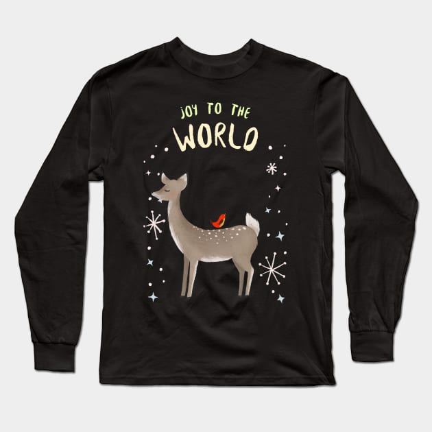 Joy to the World Bambi Long Sleeve T-Shirt by Evlar